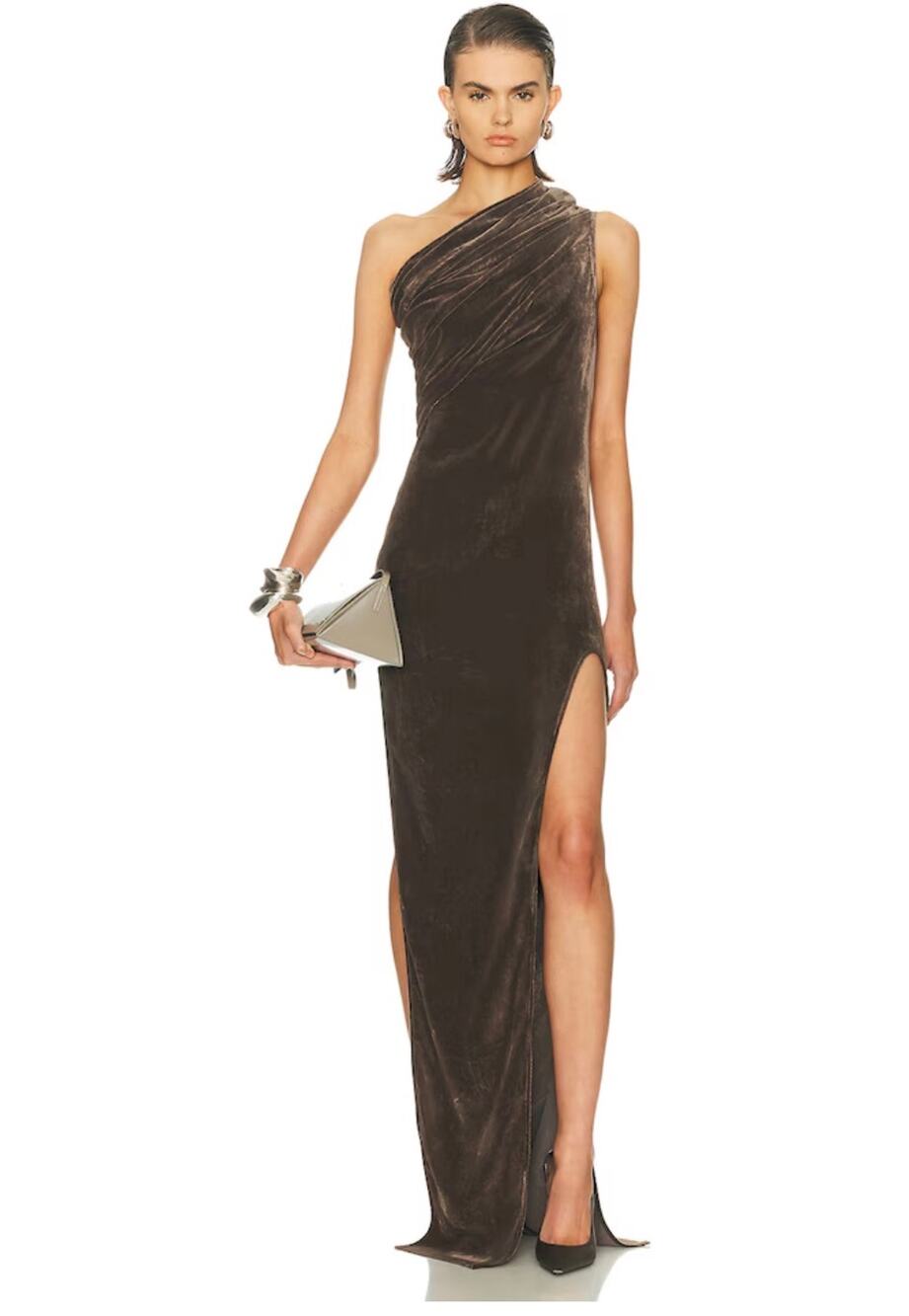 Rick Owens Athena Arrowhead one Shoulder Gown in Darkdust IT 44 US 8